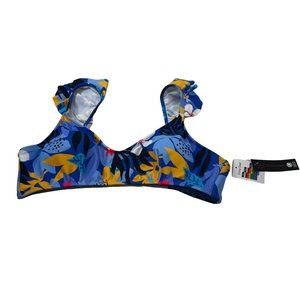 No Boundaries Women's Size Large 11-13 Bikini Swim Top Ruffle Tropical New